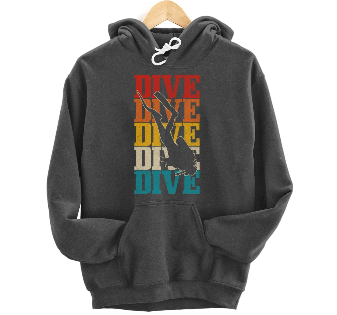 Scuba Diving Vintage Retro DIVE Scuba Diver Gift Pullover Hoodie