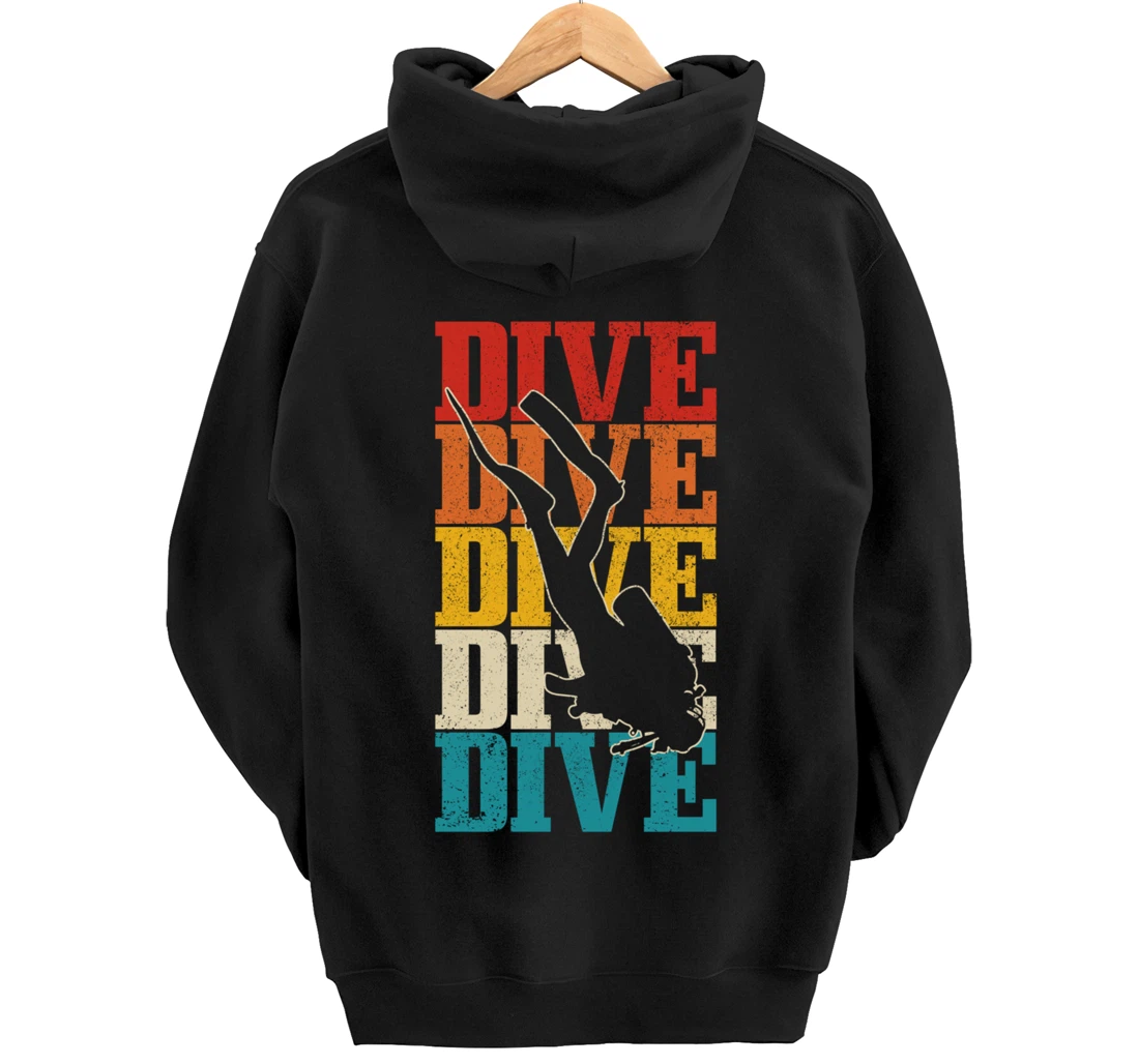 Scuba Diving Vintage Retro DIVE Scuba Diver Gift Pullover Hoodie