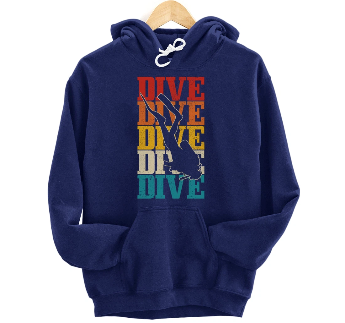 Scuba Diving Vintage Retro DIVE Scuba Diver Gift Pullover Hoodie