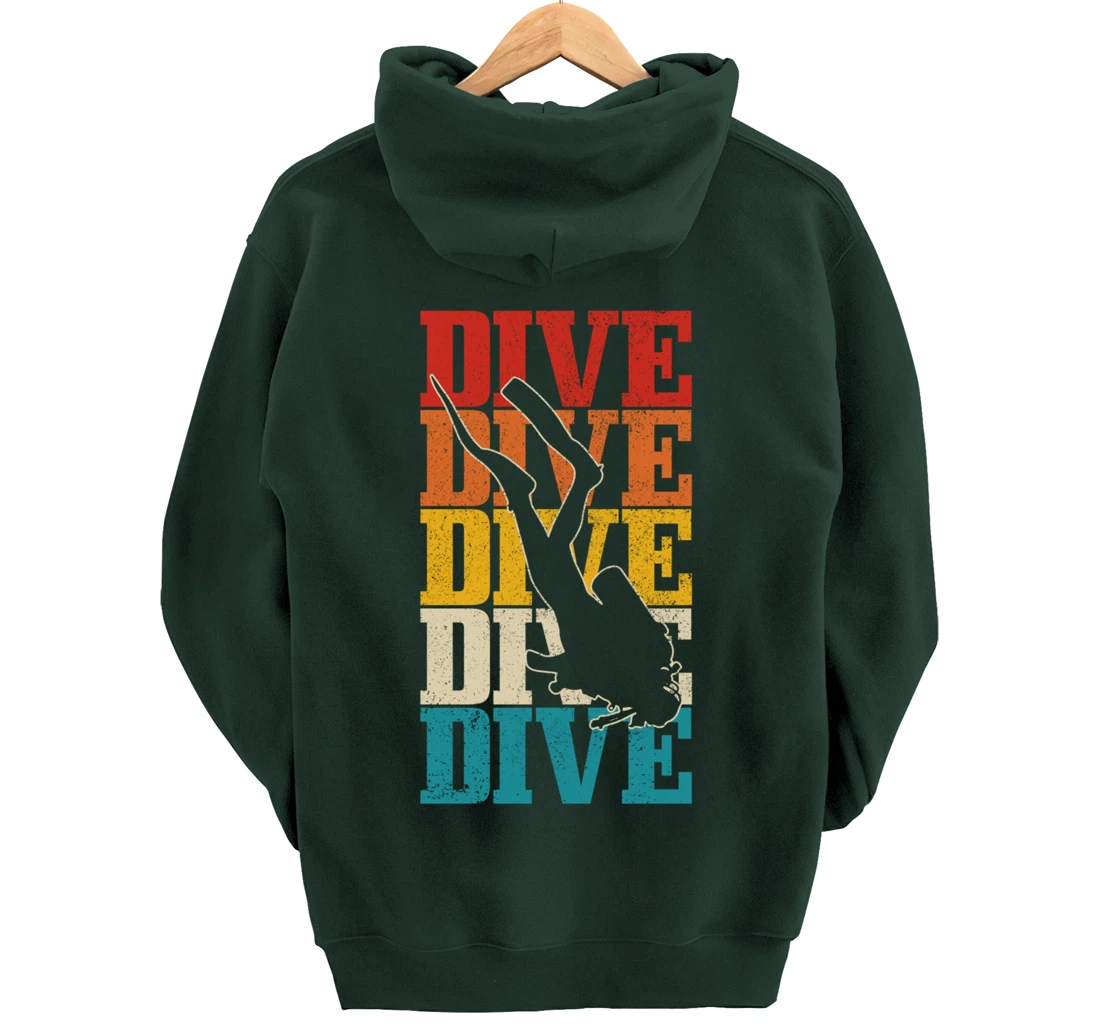 Scuba Diving Vintage Retro DIVE Scuba Diver Gift Pullover Hoodie