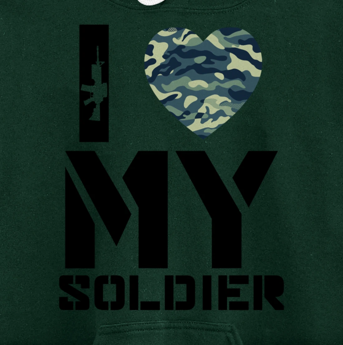 I Love My Soldier Patriotic Heart Shape Gift Pullover Hoodie