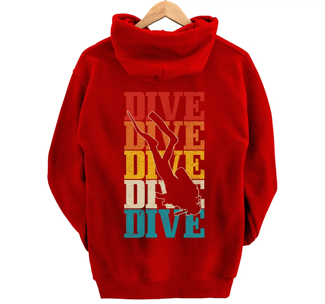 Scuba Diving Vintage Retro DIVE Scuba Diver Gift Pullover Hoodie