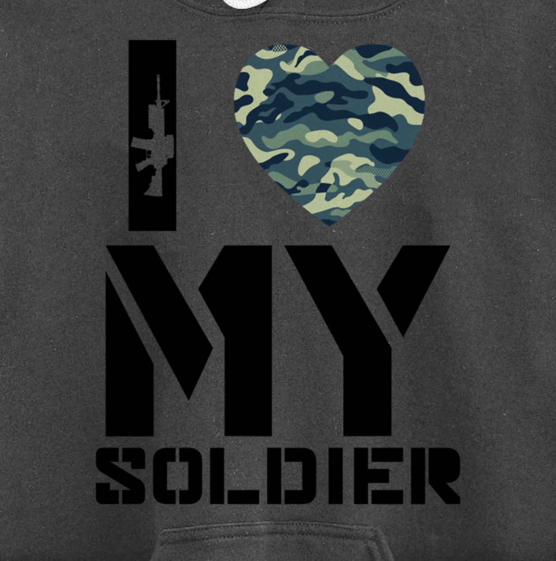 I Love My Soldier Patriotic Heart Shape Gift Pullover Hoodie