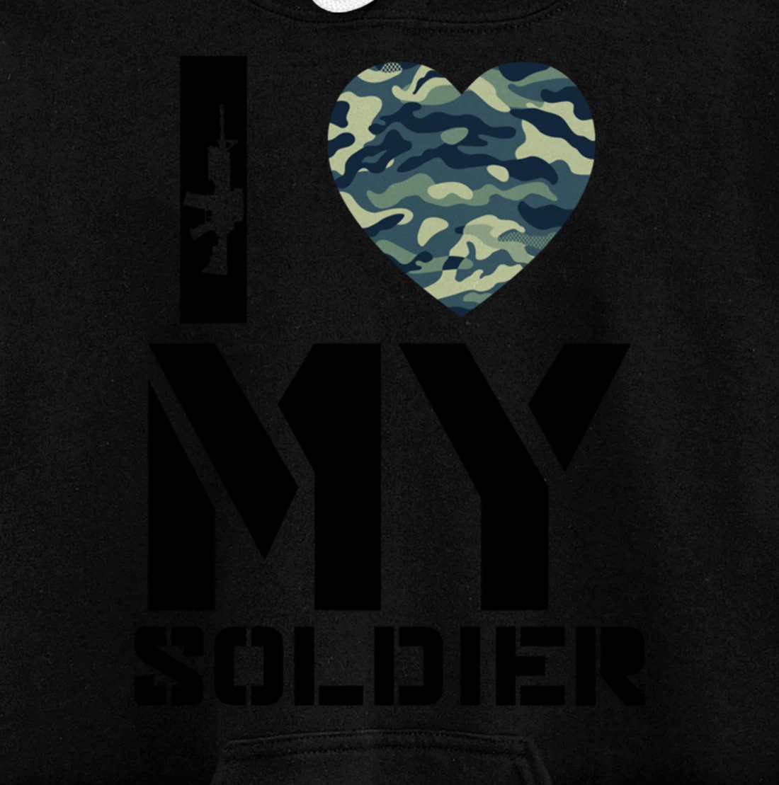 I Love My Soldier Patriotic Heart Shape Gift Pullover Hoodie