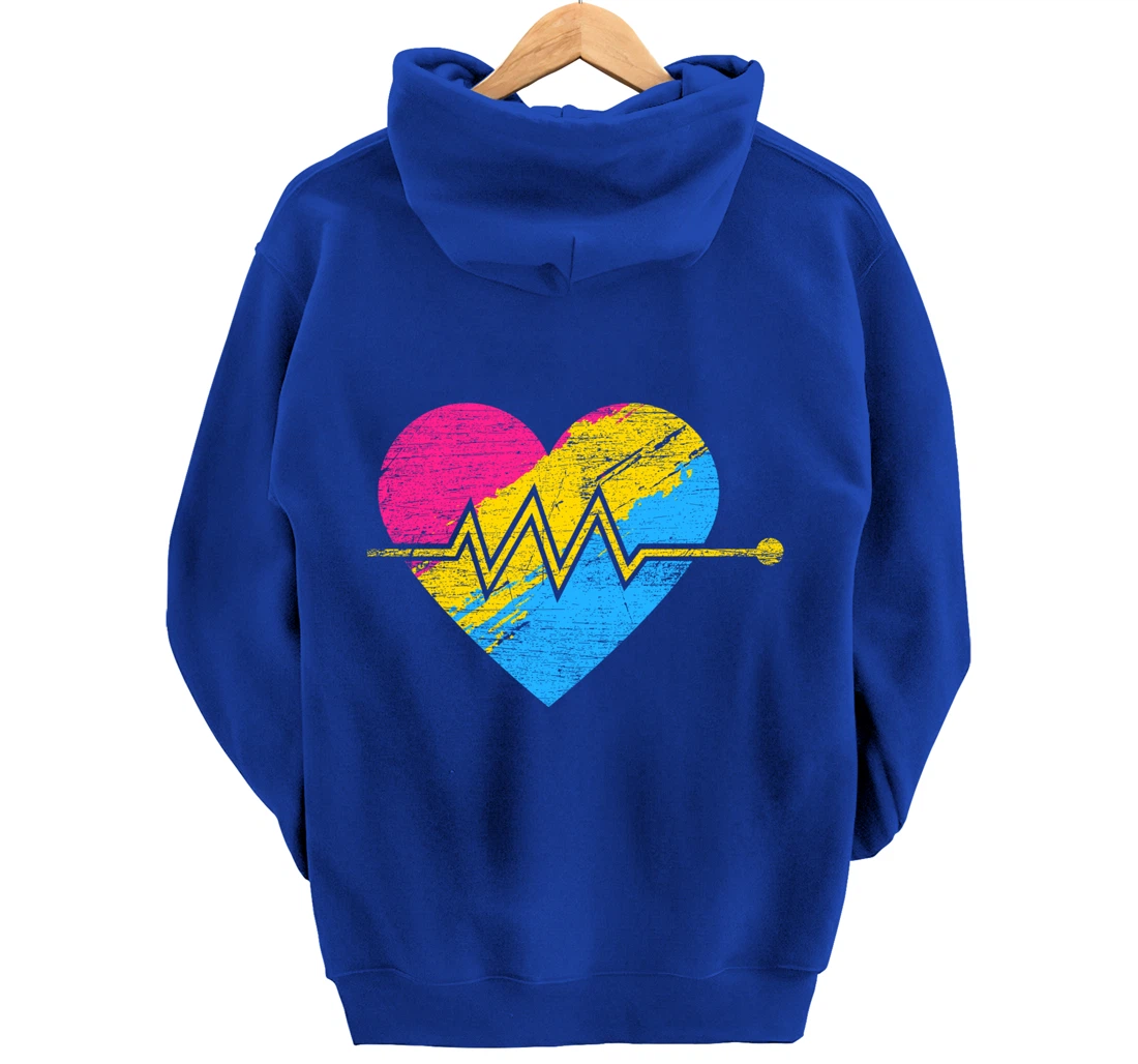 Heartbeat Pansexuality Pride Flag LGBTQ Pansexual Pullover Hoodie