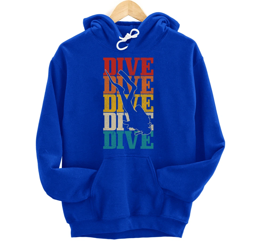 Scuba Diving Vintage Retro DIVE Scuba Diver Gift Pullover Hoodie