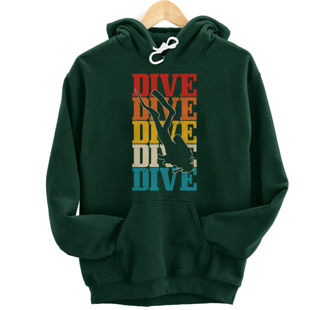 Scuba Diving Vintage Retro DIVE Scuba Diver Gift Pullover Hoodie