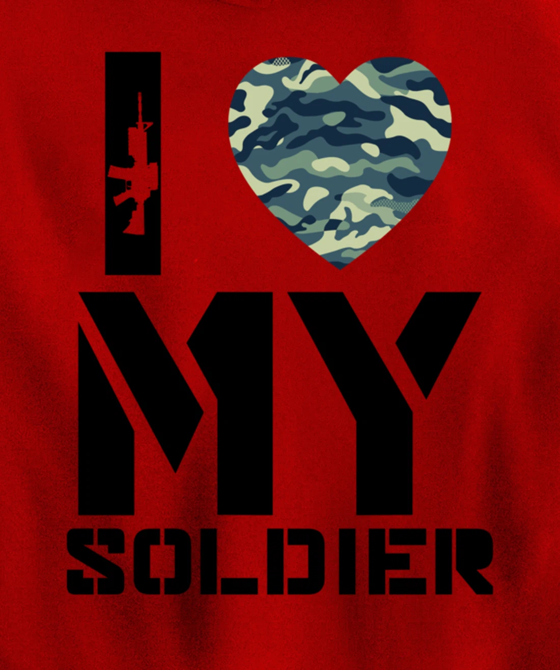 I Love My Soldier Patriotic Heart Shape Gift Pullover Hoodie