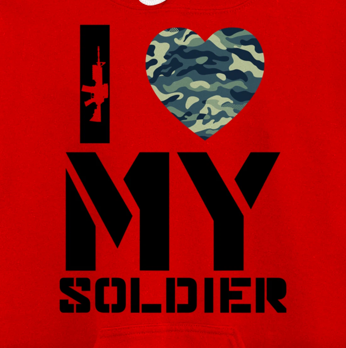 I Love My Soldier Patriotic Heart Shape Gift Pullover Hoodie