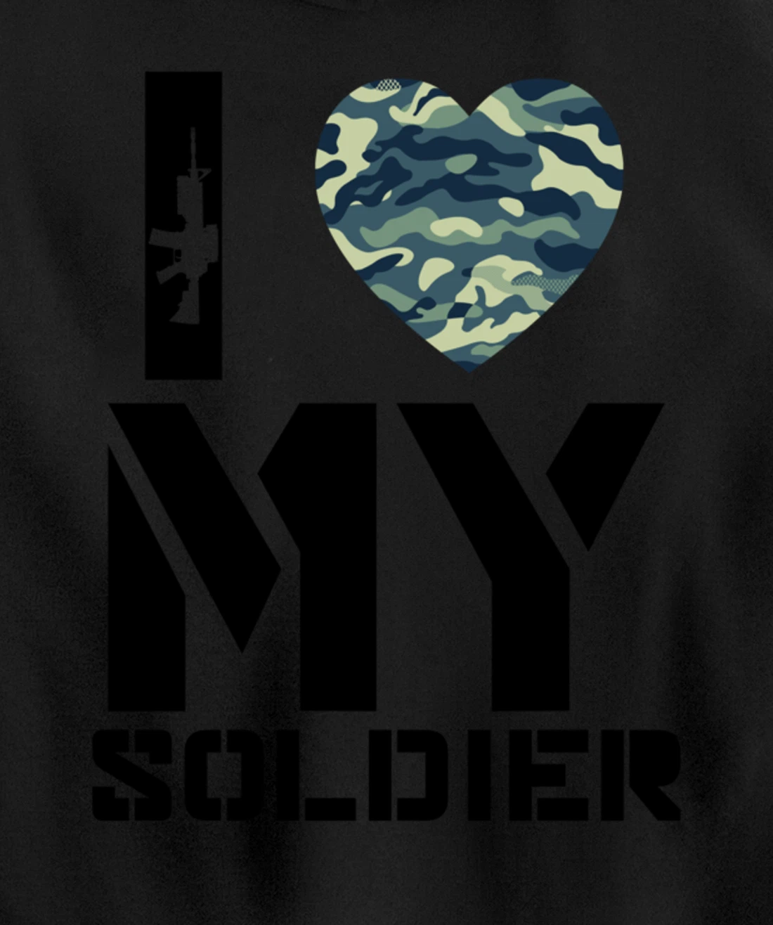 I Love My Soldier Patriotic Heart Shape Gift Pullover Hoodie