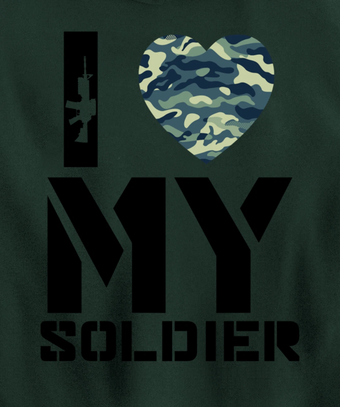 I Love My Soldier Patriotic Heart Shape Gift Pullover Hoodie
