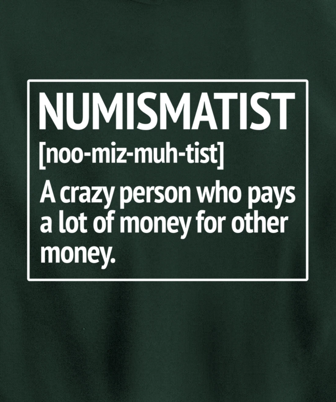 Numismatist Definition Money For Money Coin Collecting Pullover Hoodie