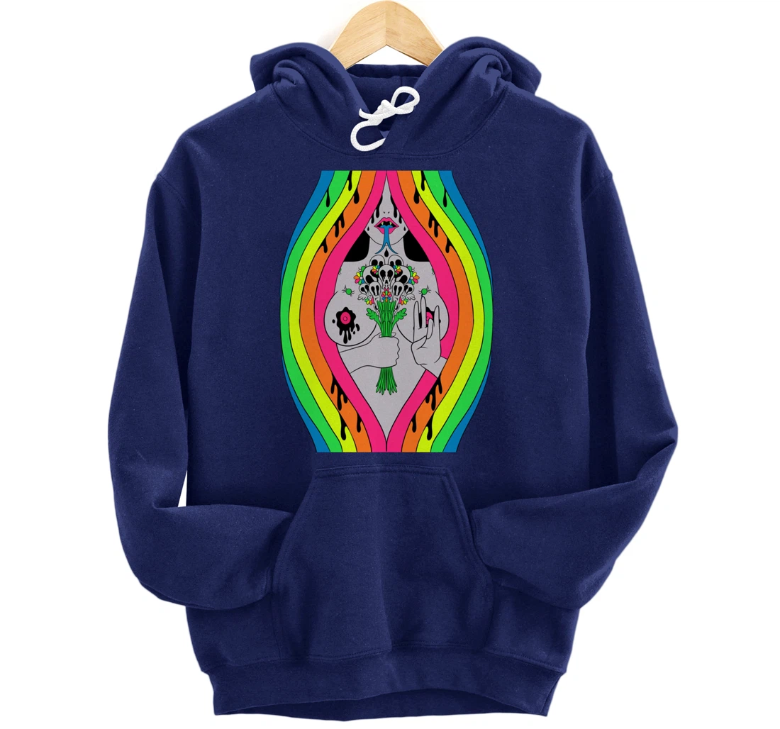 Psychedelic Abstract Nude Art Lsd Hippie Trippy Gift Idea Pullover Hoodie