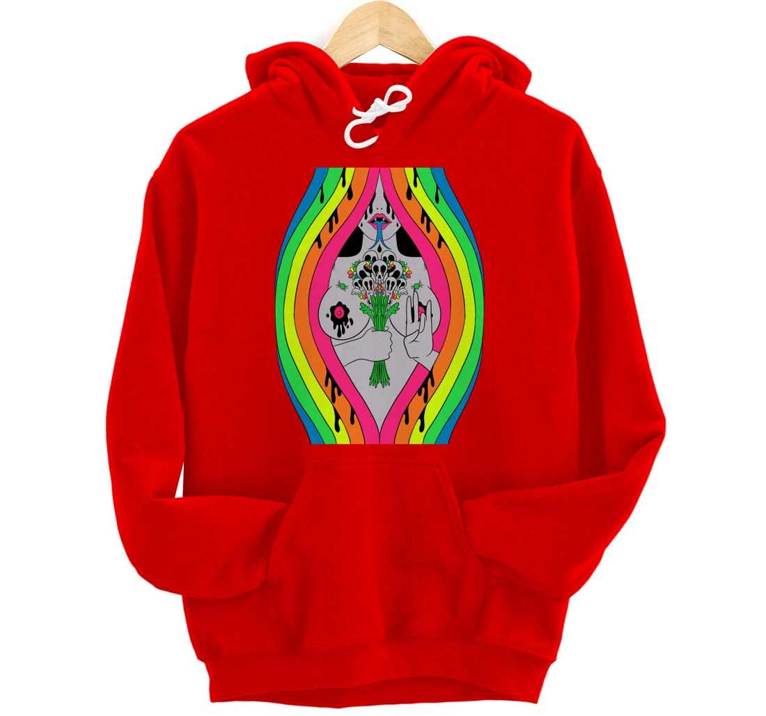 Psychedelic Abstract Nude Art Lsd Hippie Trippy Gift Idea Pullover Hoodie