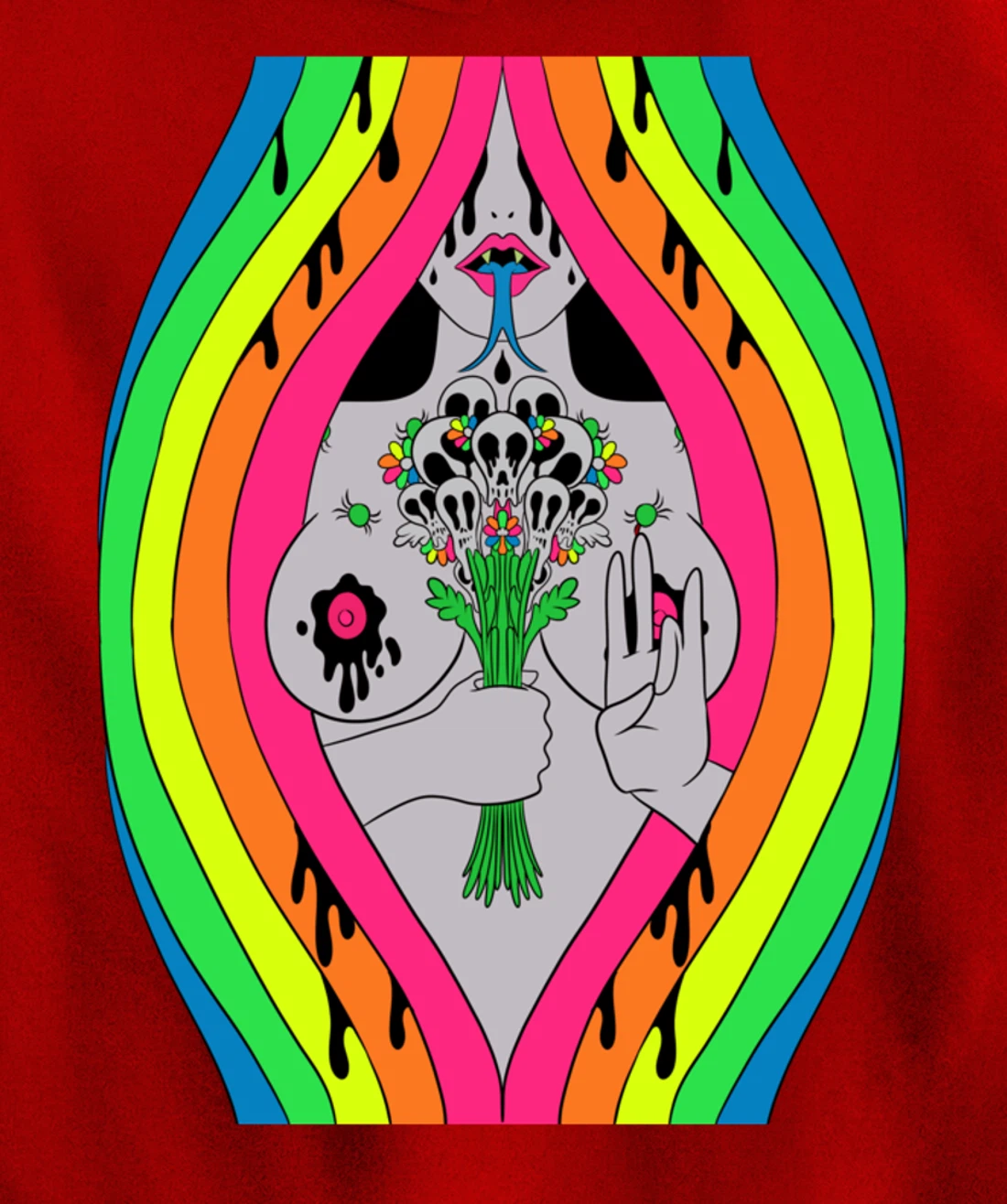 Psychedelic Abstract Nude Art Lsd Hippie Trippy Gift Idea Pullover Hoodie