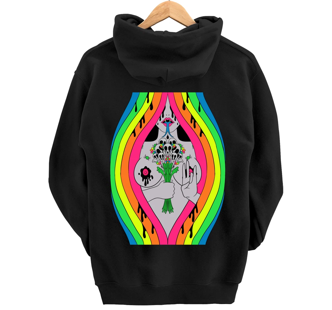 Psychedelic Abstract Nude Art Lsd Hippie Trippy Gift Idea Pullover Hoodie
