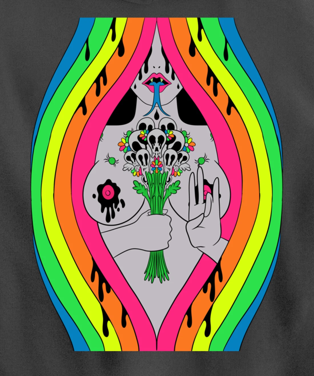 Psychedelic Abstract Nude Art Lsd Hippie Trippy Gift Idea Pullover Hoodie