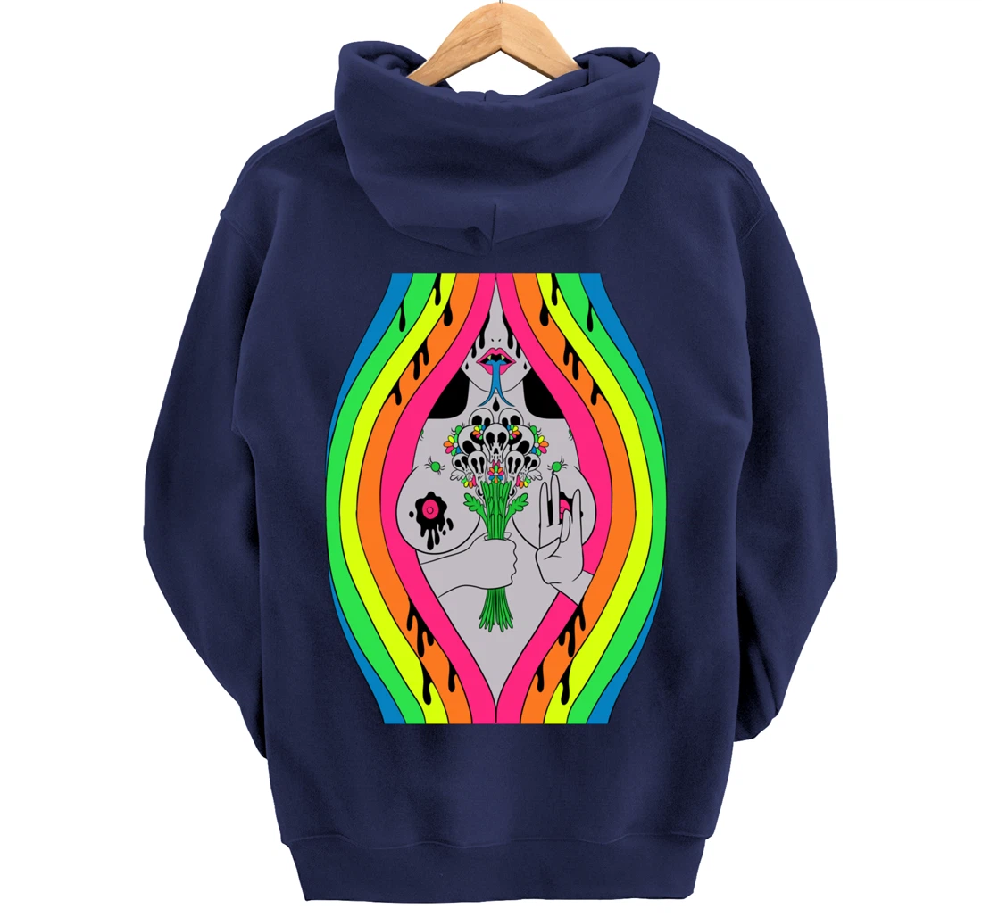 Psychedelic Abstract Nude Art Lsd Hippie Trippy Gift Idea Pullover Hoodie