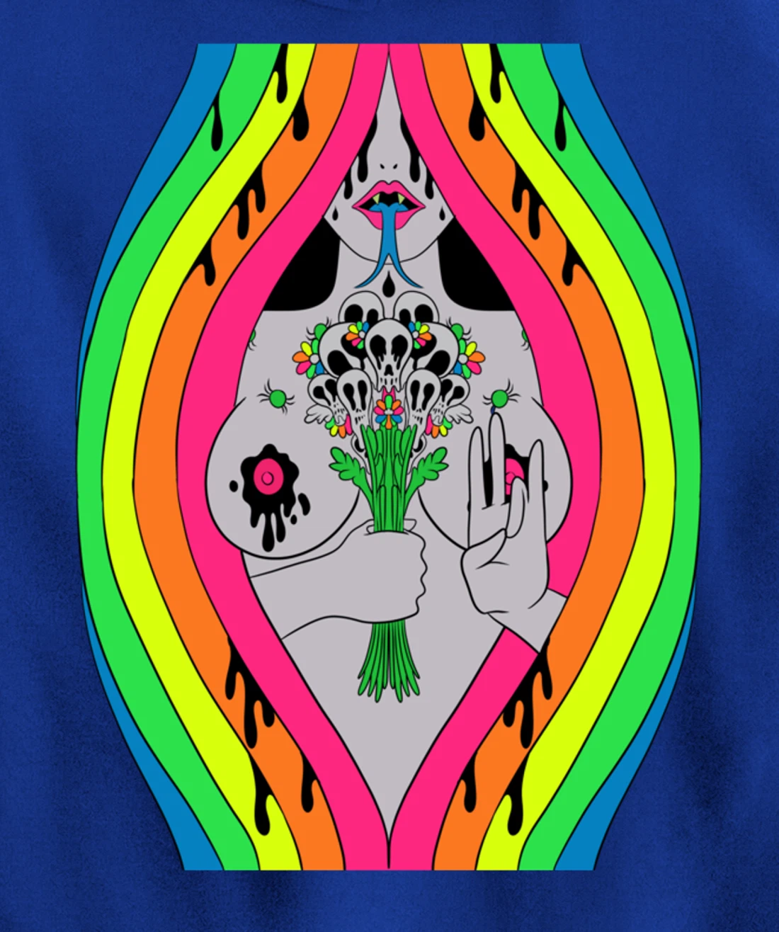 Psychedelic Abstract Nude Art Lsd Hippie Trippy Gift Idea Pullover Hoodie