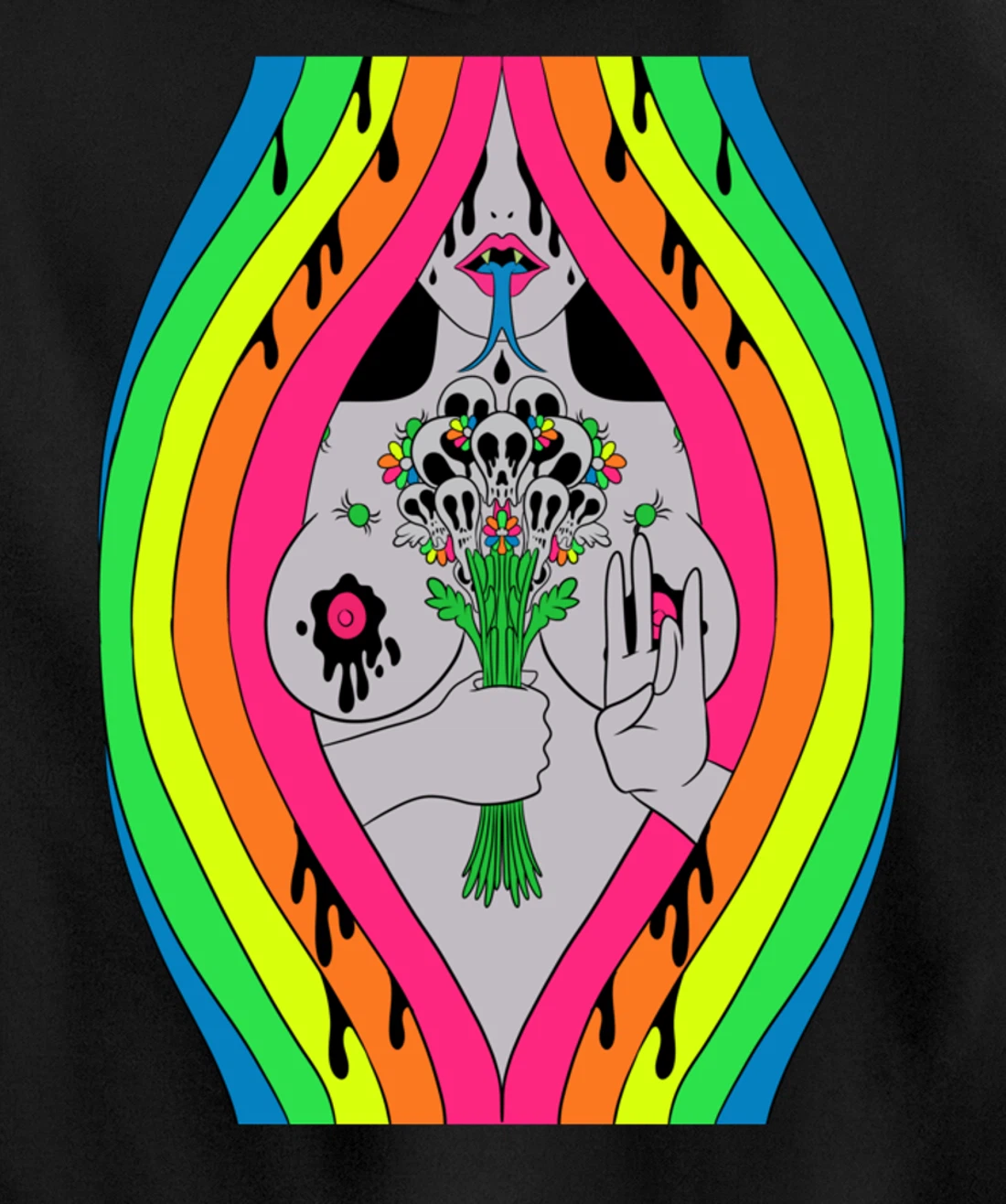 Psychedelic Abstract Nude Art Lsd Hippie Trippy Gift Idea Pullover Hoodie