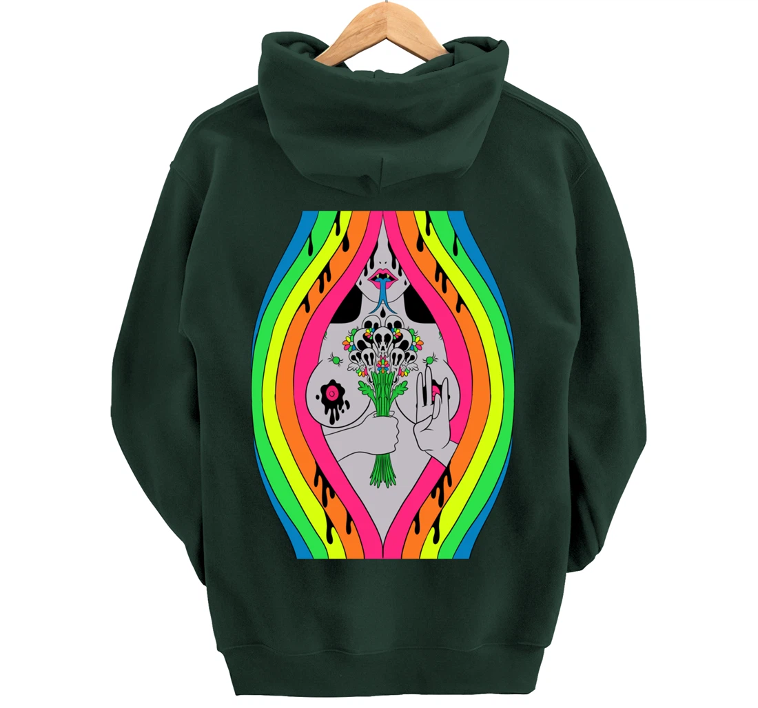 Psychedelic Abstract Nude Art Lsd Hippie Trippy Gift Idea Pullover Hoodie