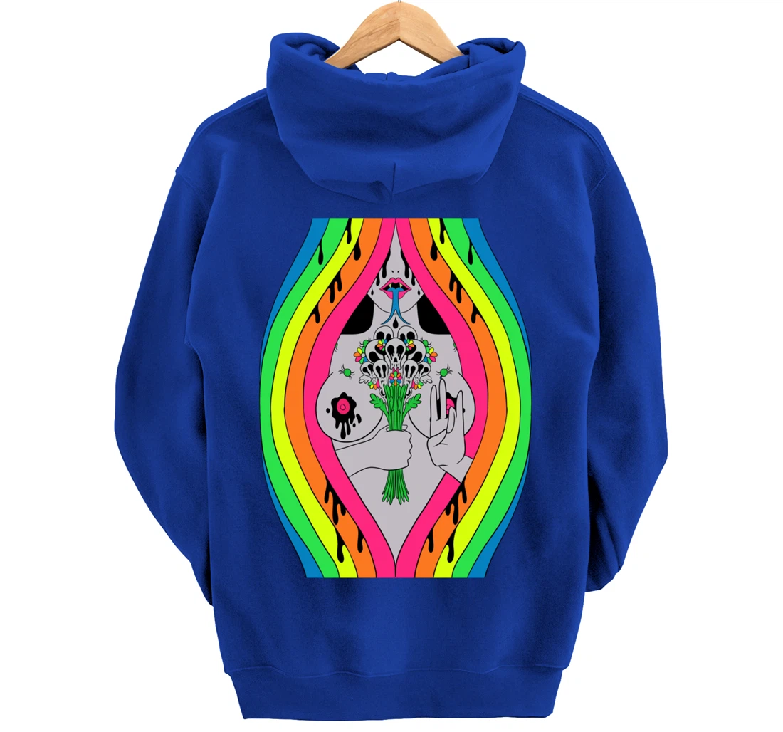 Psychedelic Abstract Nude Art Lsd Hippie Trippy Gift Idea Pullover Hoodie