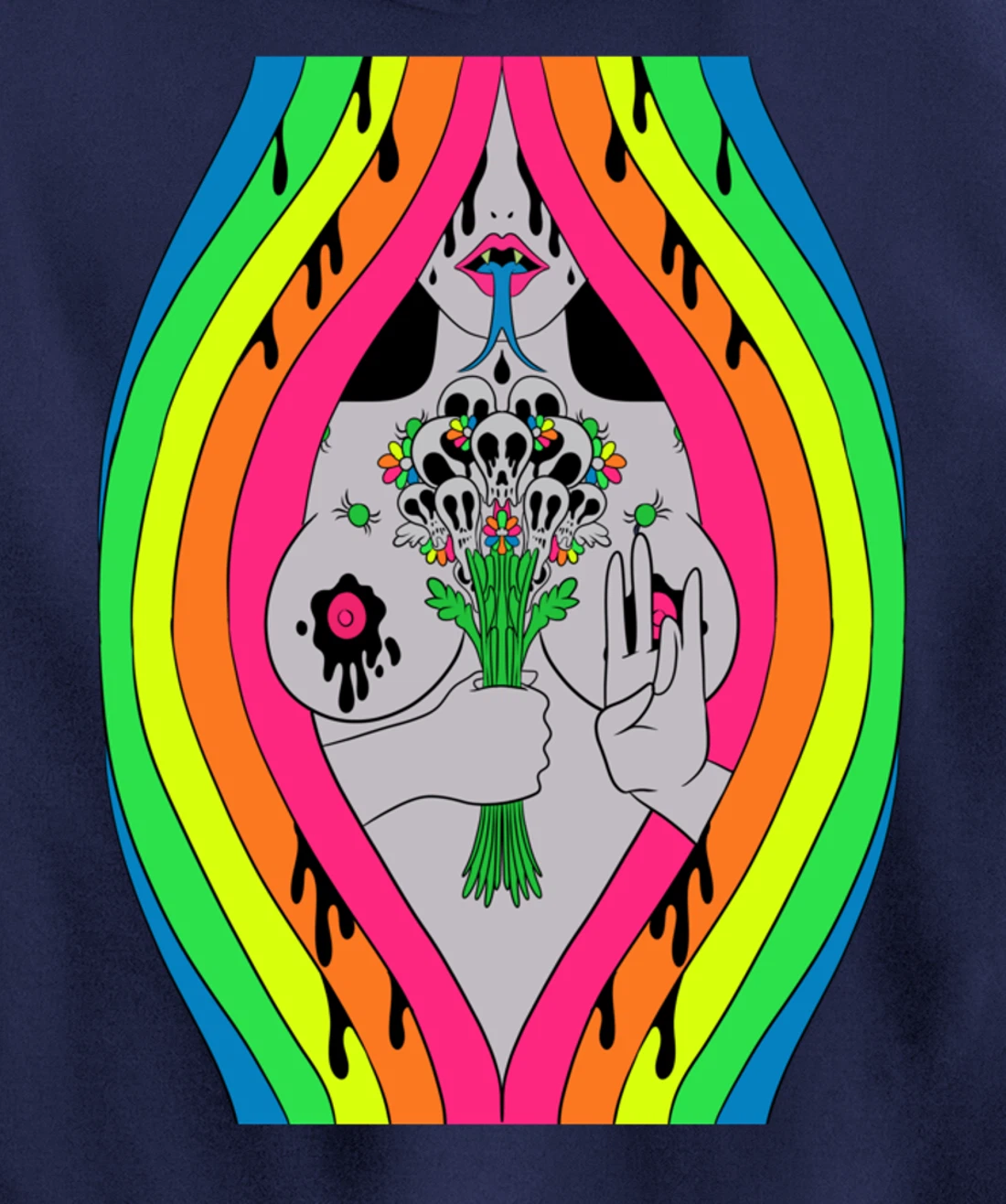 Psychedelic Abstract Nude Art Lsd Hippie Trippy Gift Idea Pullover Hoodie