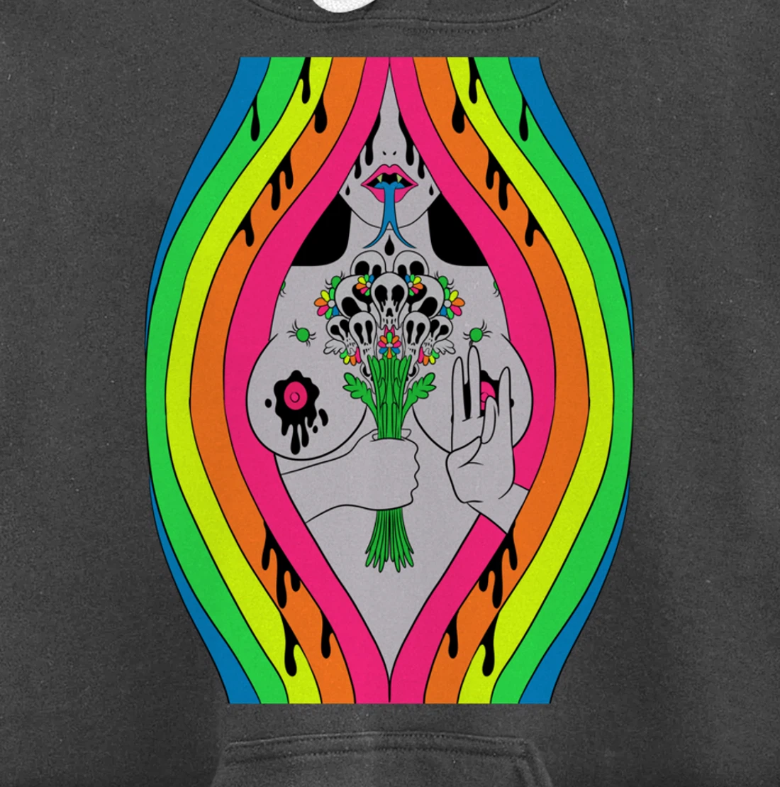 Psychedelic Abstract Nude Art Lsd Hippie Trippy Gift Idea Pullover Hoodie