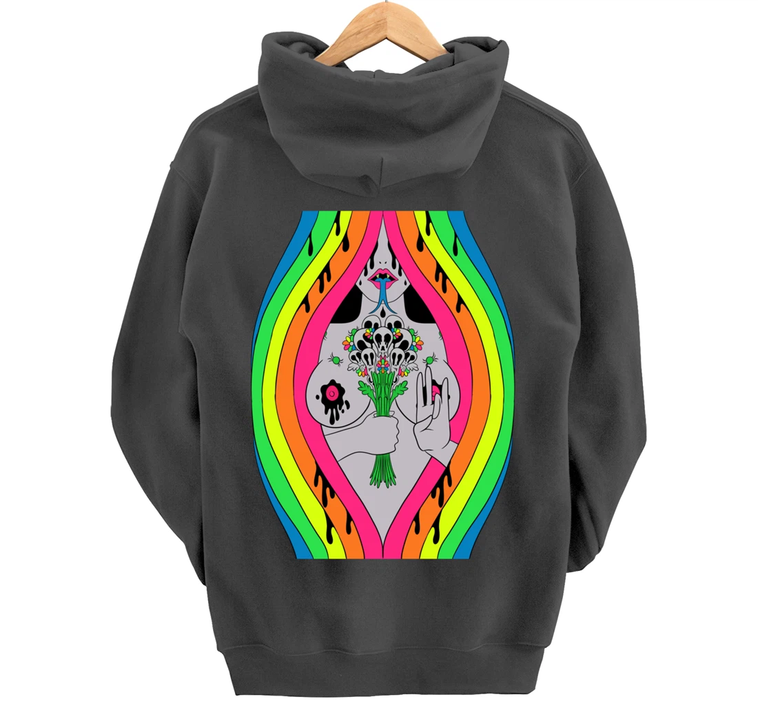 Psychedelic Abstract Nude Art Lsd Hippie Trippy Gift Idea Pullover Hoodie