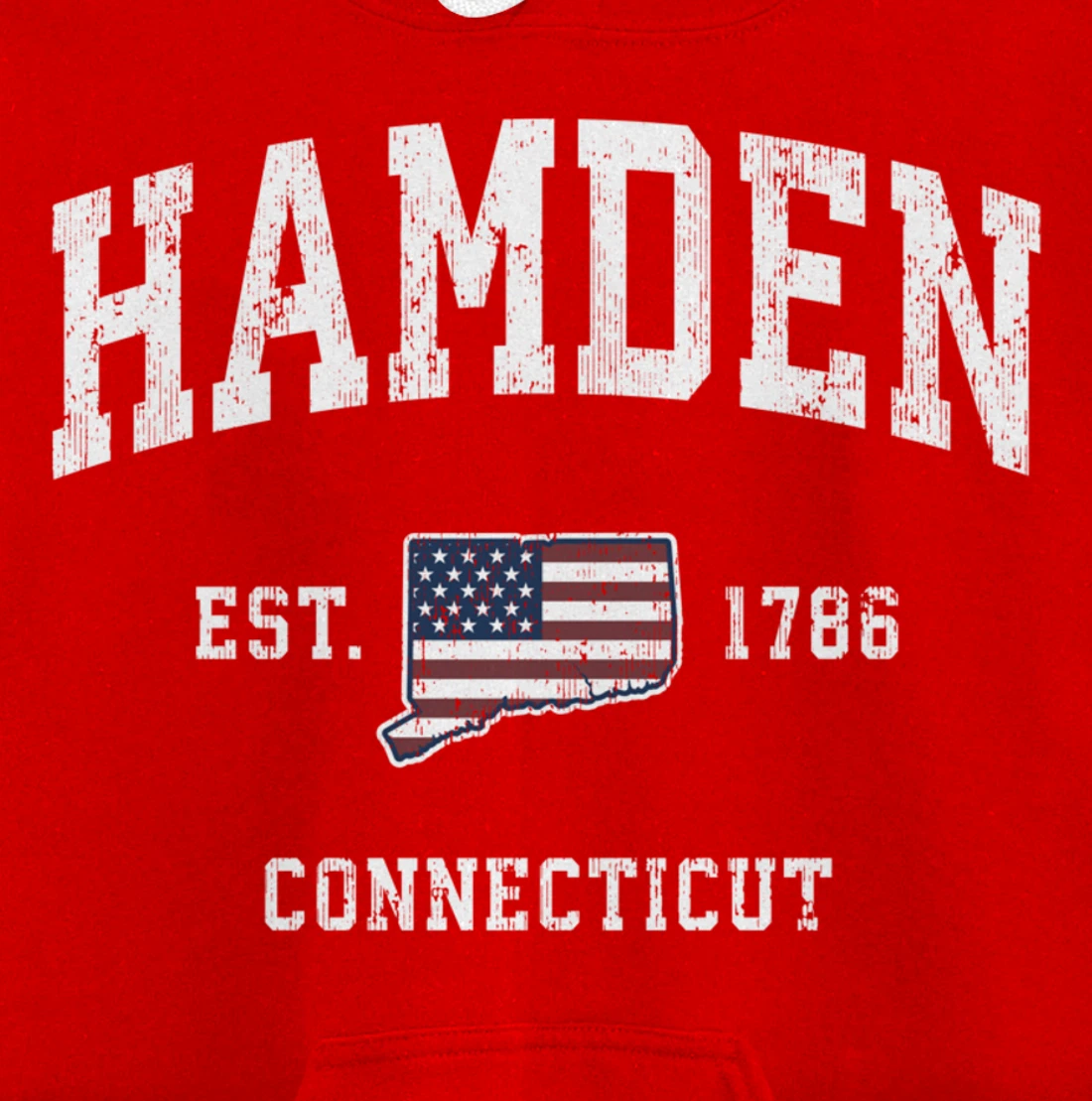 Hamden Connecticut CT Vintage American Flag Sports Design Pullover Hoodie