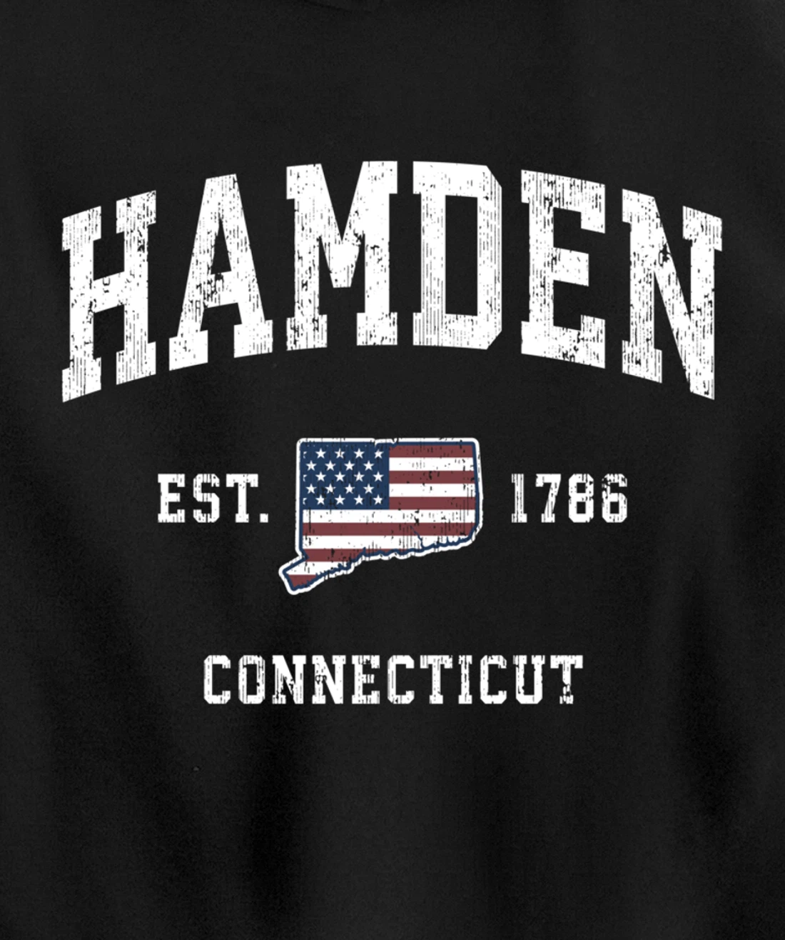 Hamden Connecticut CT Vintage American Flag Sports Design Pullover Hoodie