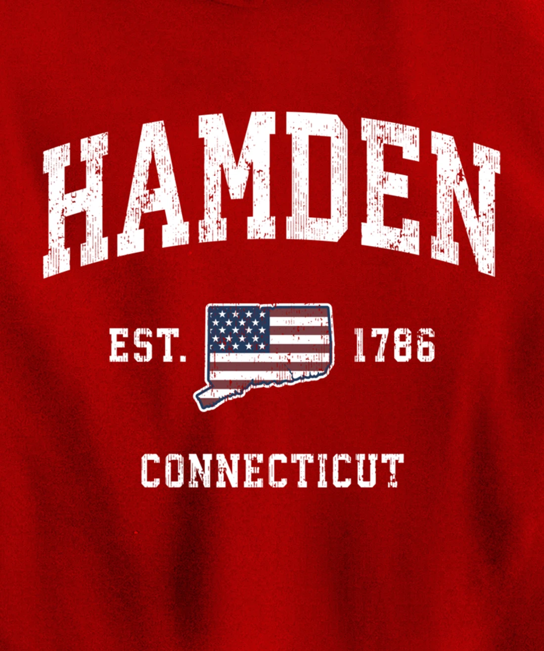 Hamden Connecticut CT Vintage American Flag Sports Design Pullover Hoodie