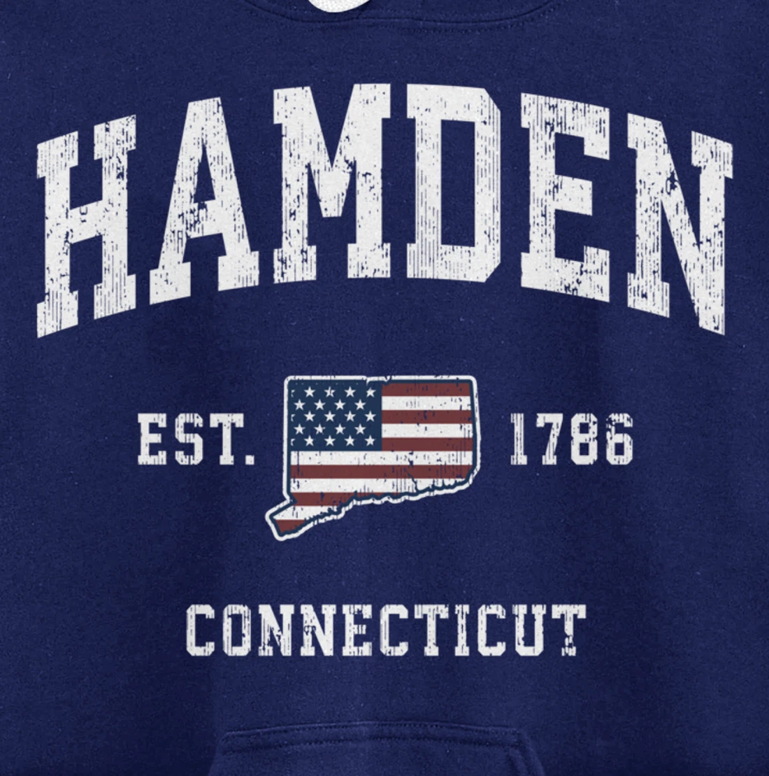 Hamden Connecticut CT Vintage American Flag Sports Design Pullover Hoodie