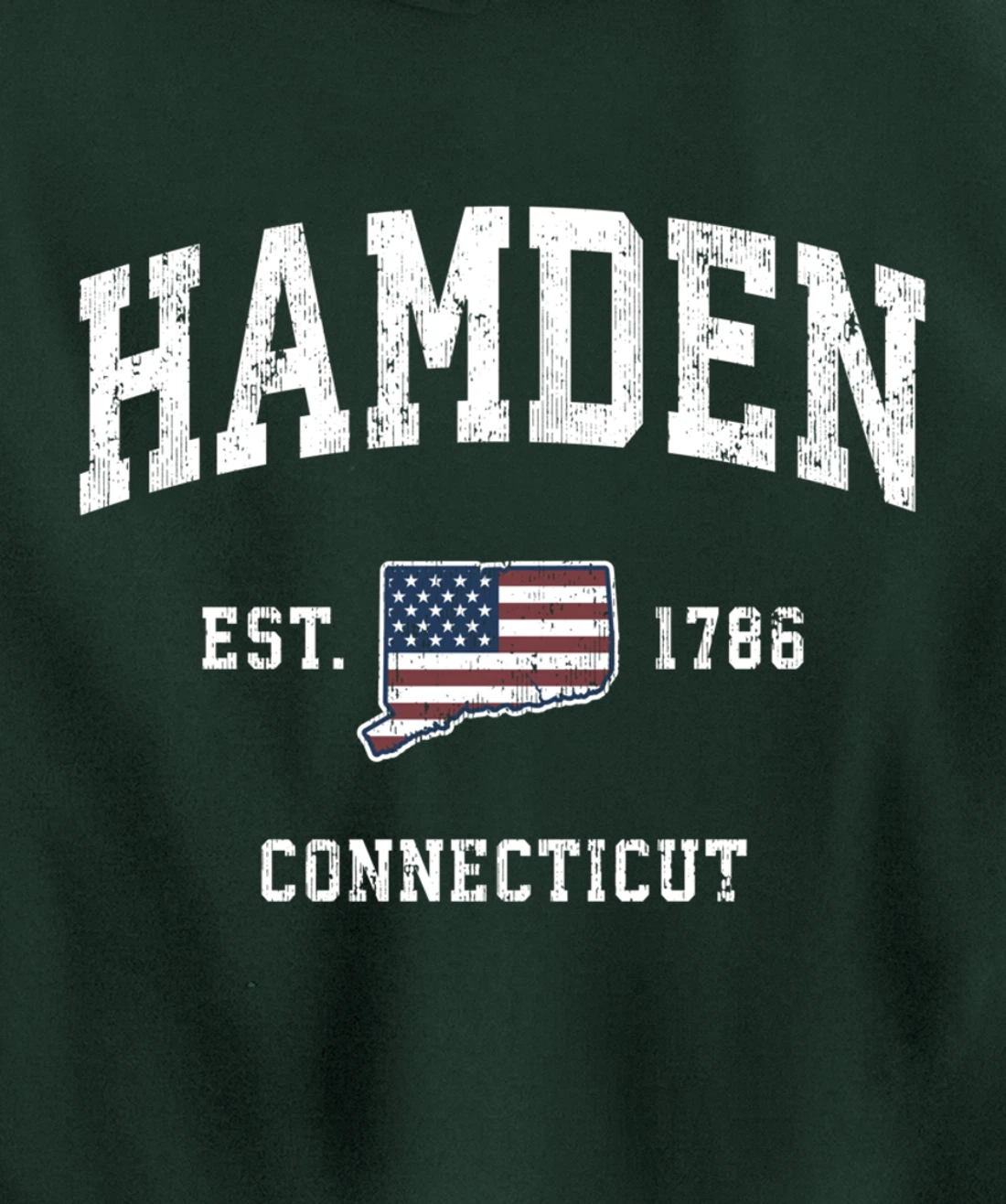 Hamden Connecticut CT Vintage American Flag Sports Design Pullover Hoodie