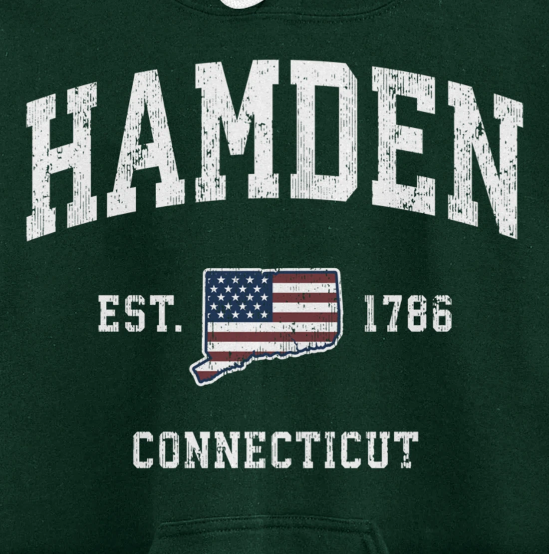 Hamden Connecticut CT Vintage American Flag Sports Design Pullover Hoodie
