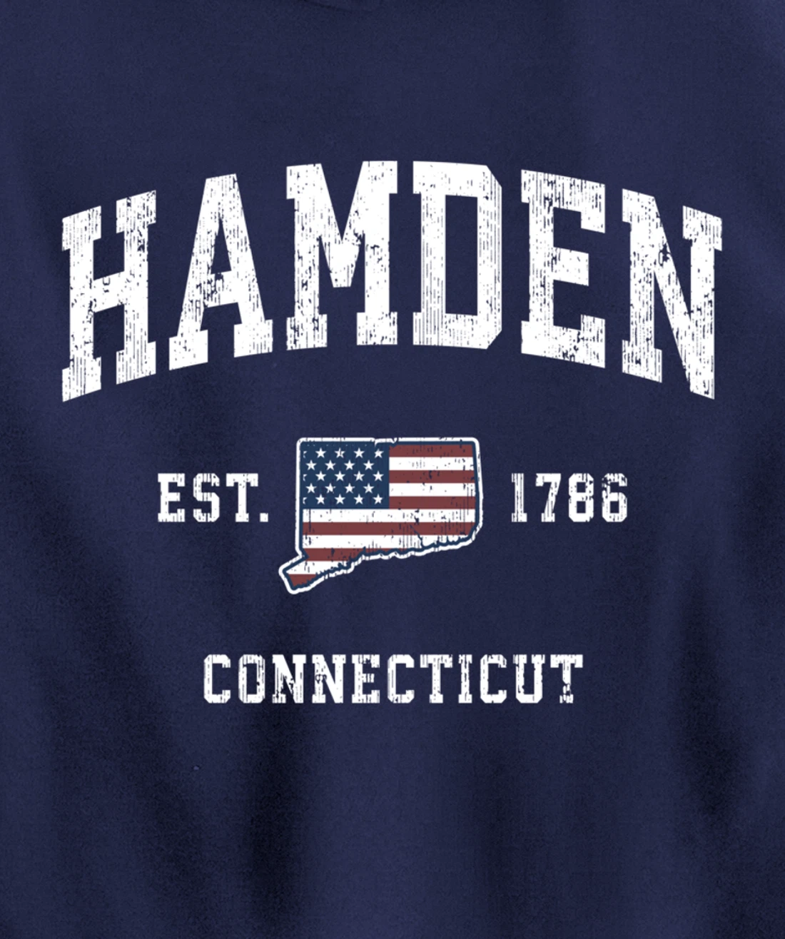 Hamden Connecticut CT Vintage American Flag Sports Design Pullover Hoodie