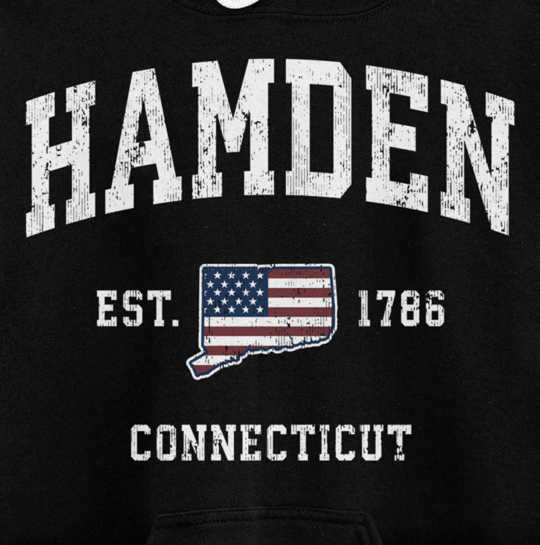Hamden Connecticut CT Vintage American Flag Sports Design Pullover Hoodie