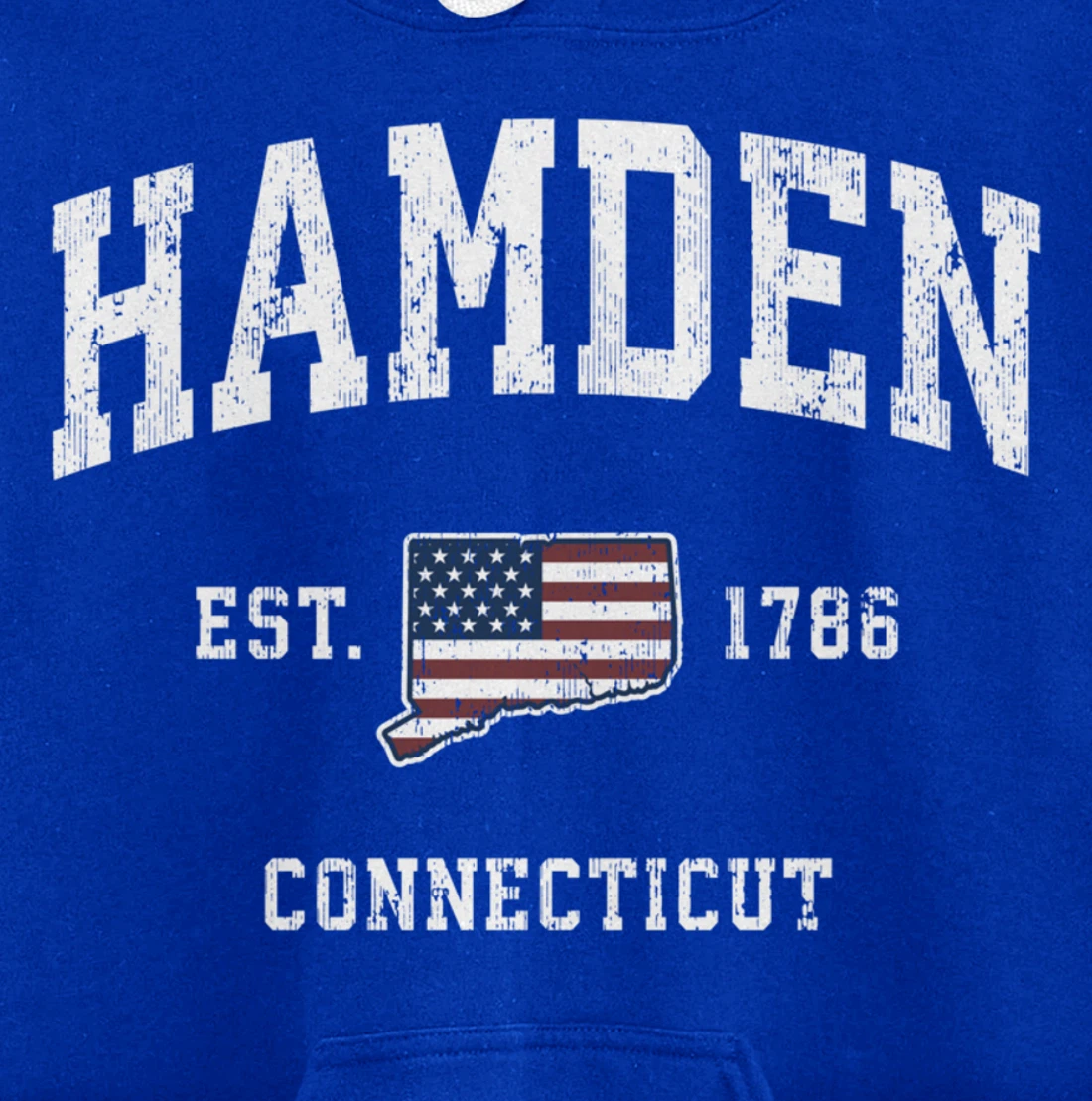 Hamden Connecticut CT Vintage American Flag Sports Design Pullover Hoodie