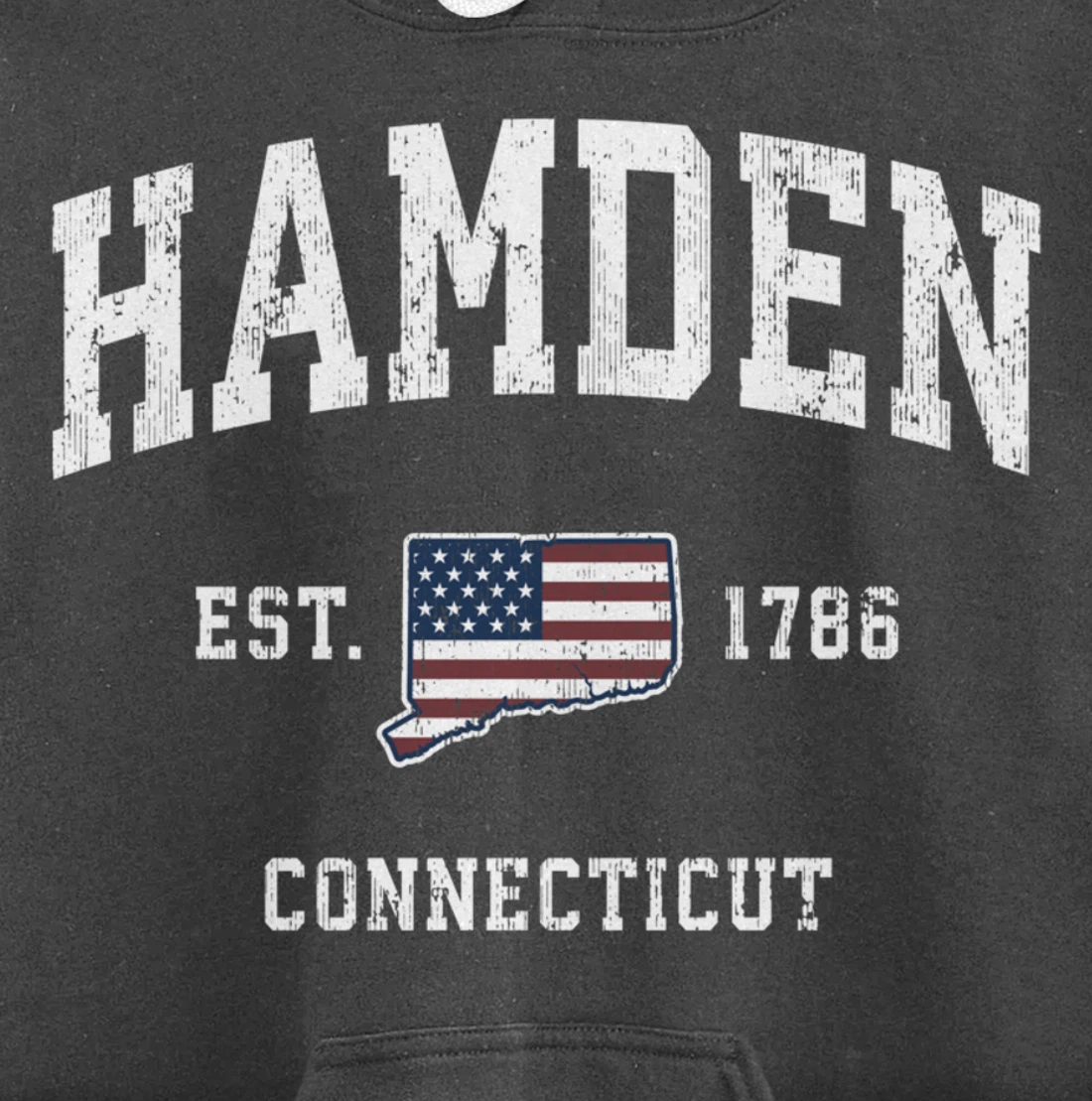 Hamden Connecticut CT Vintage American Flag Sports Design Pullover Hoodie