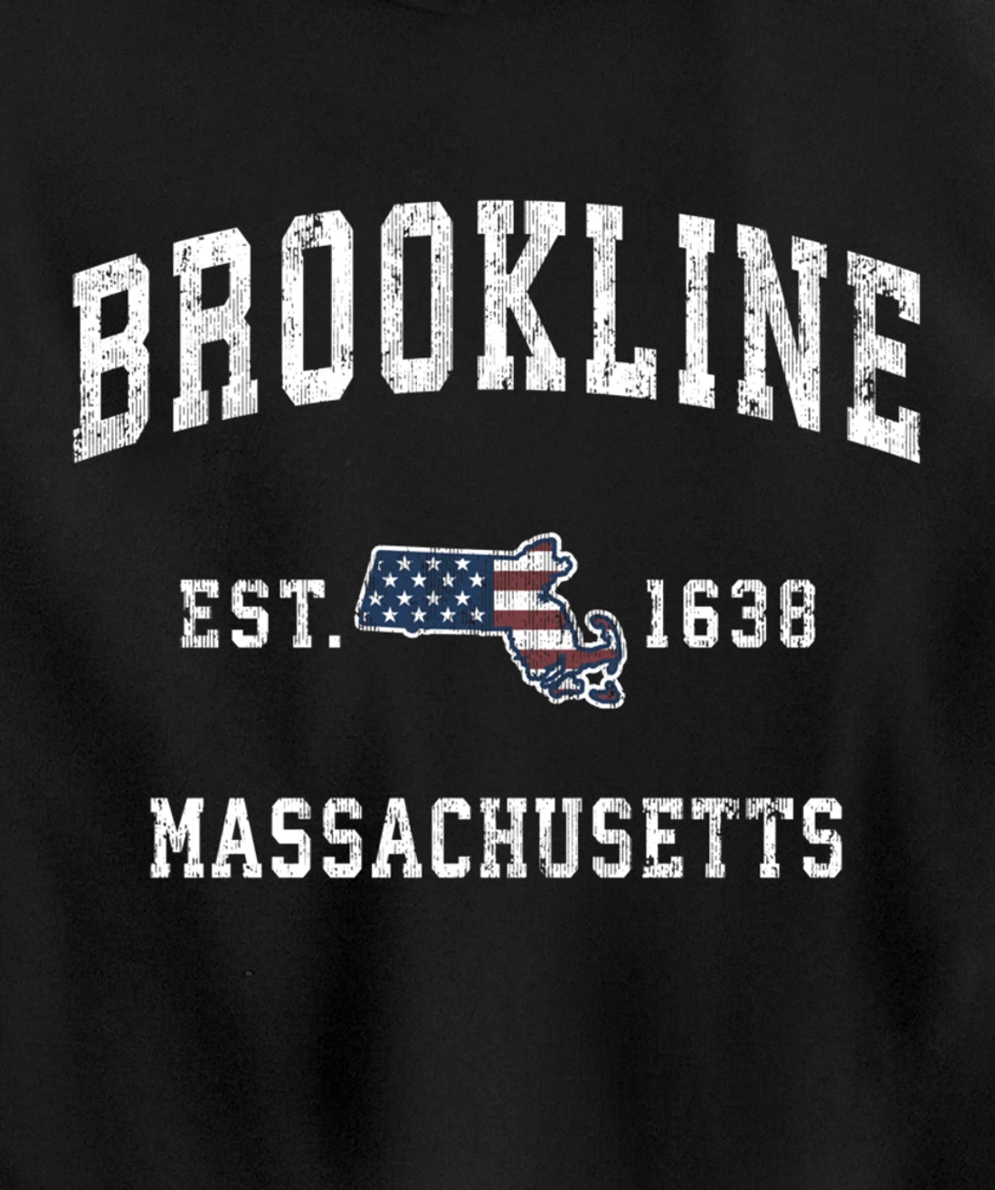 Brookline Massachusetts MA Vintage American Flag Design Pullover Hoodie