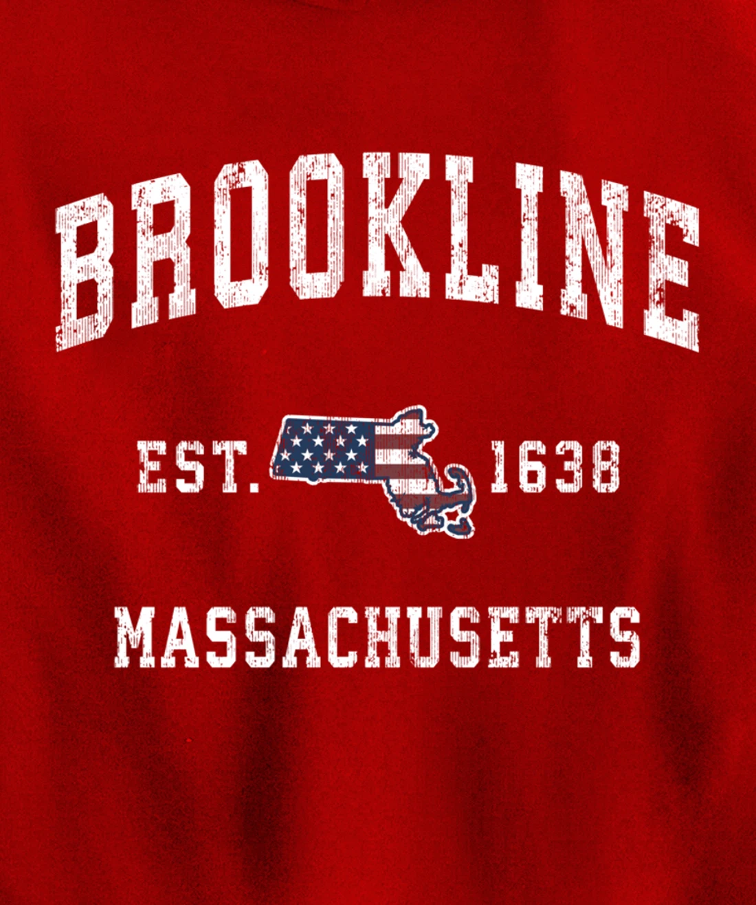 Brookline Massachusetts MA Vintage American Flag Design Pullover Hoodie