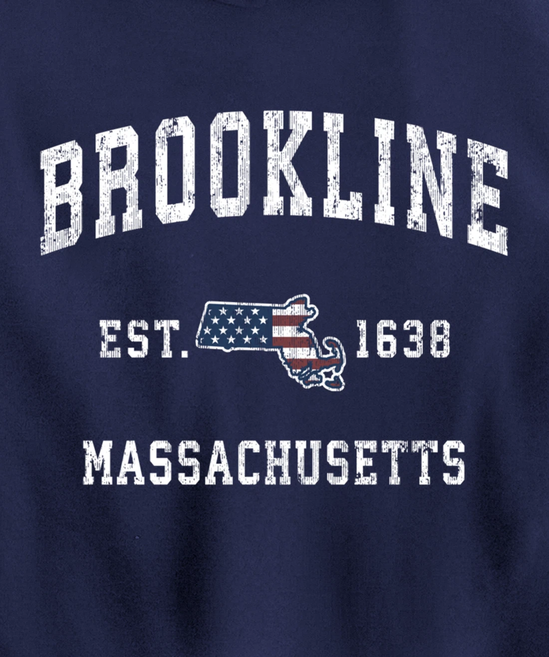 Brookline Massachusetts MA Vintage American Flag Design Pullover Hoodie