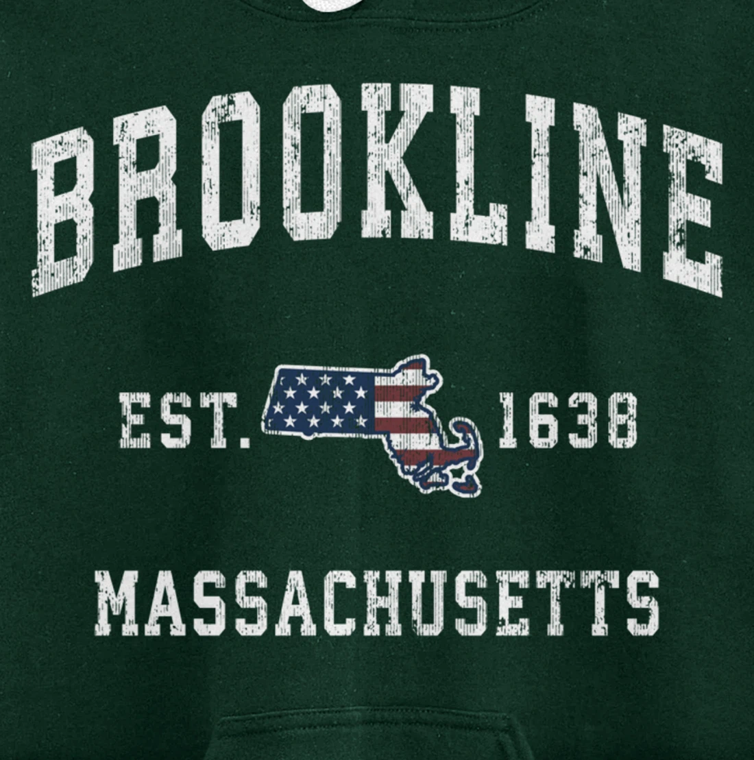 Brookline Massachusetts MA Vintage American Flag Design Pullover Hoodie