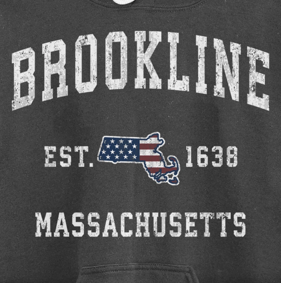 Brookline Massachusetts MA Vintage American Flag Design Pullover Hoodie