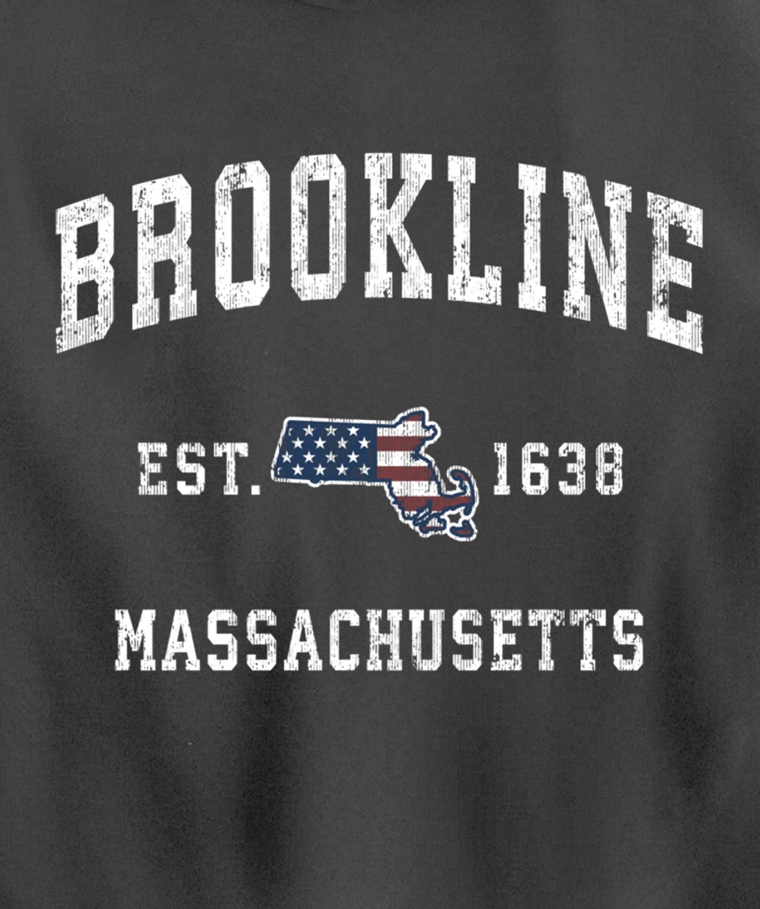 Brookline Massachusetts MA Vintage American Flag Design Pullover Hoodie