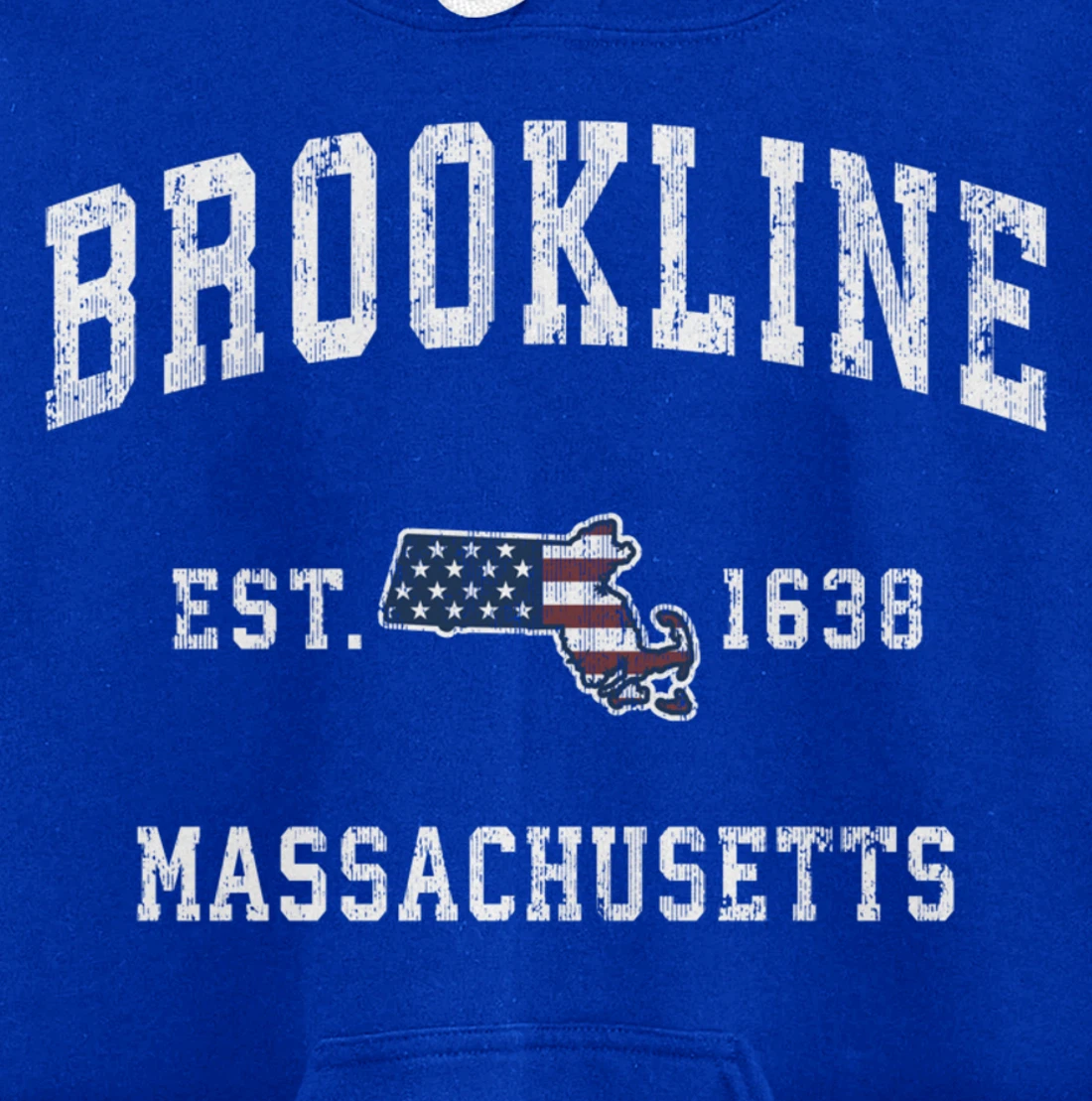 Brookline Massachusetts MA Vintage American Flag Design Pullover Hoodie
