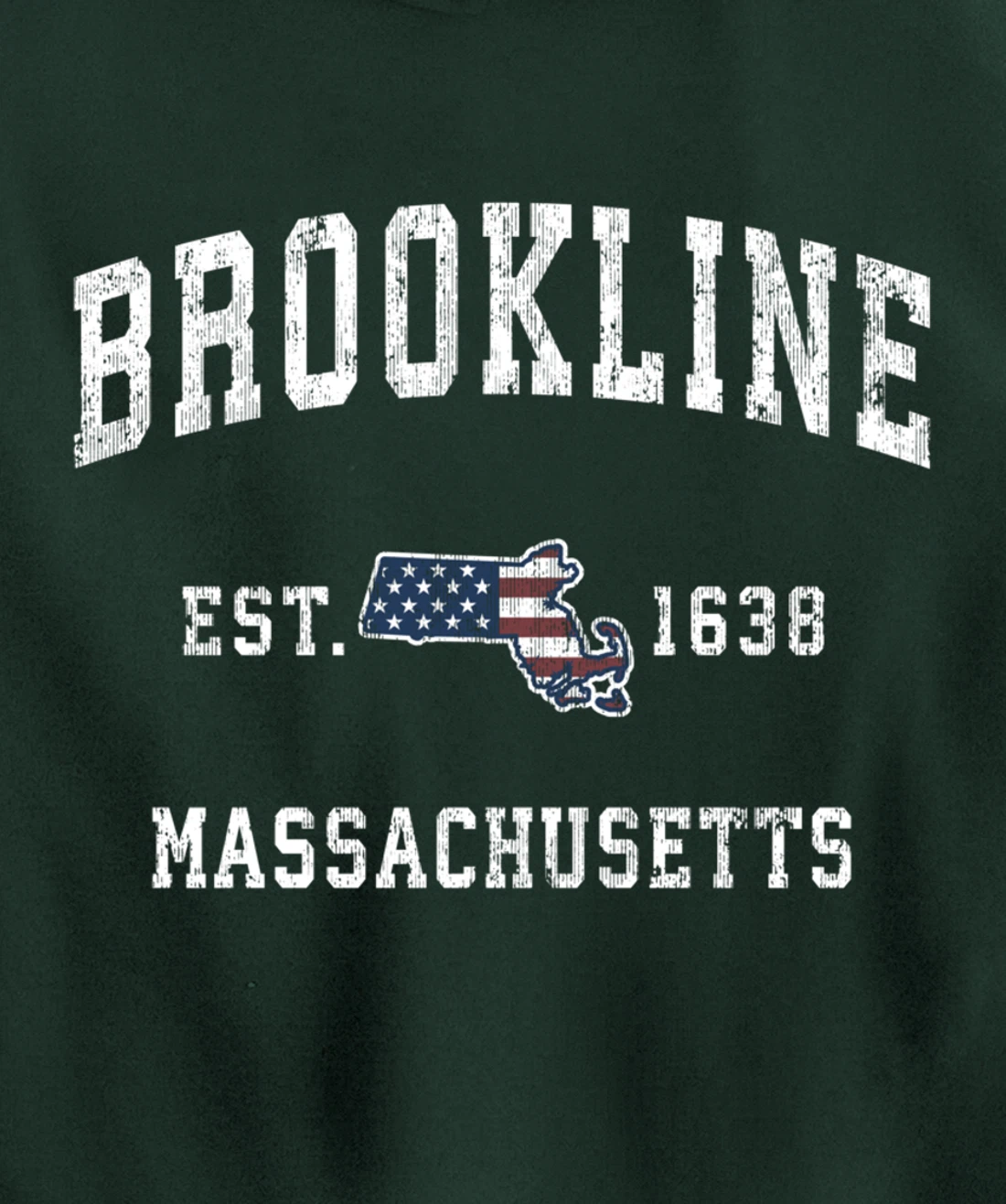 Brookline Massachusetts MA Vintage American Flag Design Pullover Hoodie