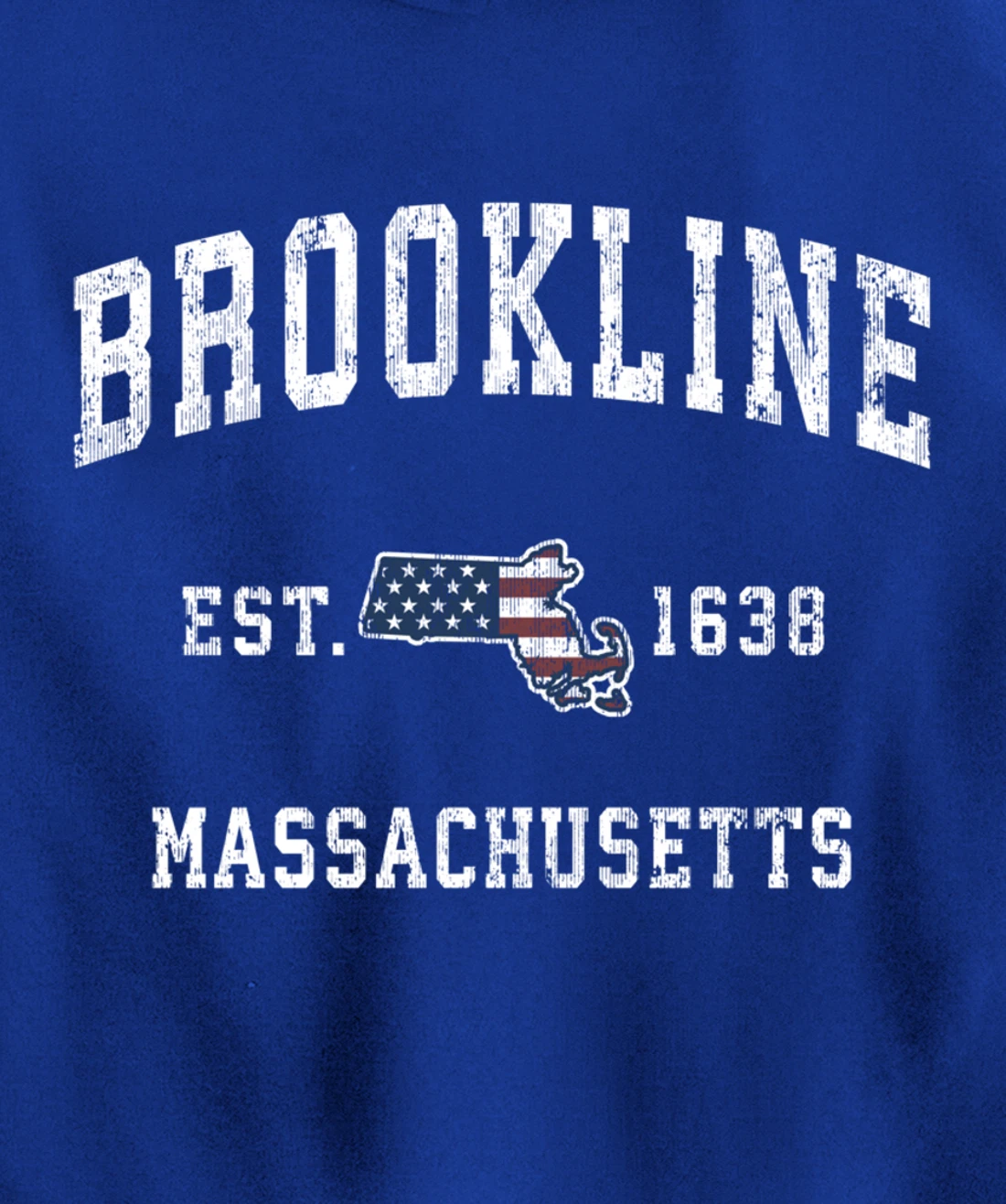 Brookline Massachusetts MA Vintage American Flag Design Pullover Hoodie