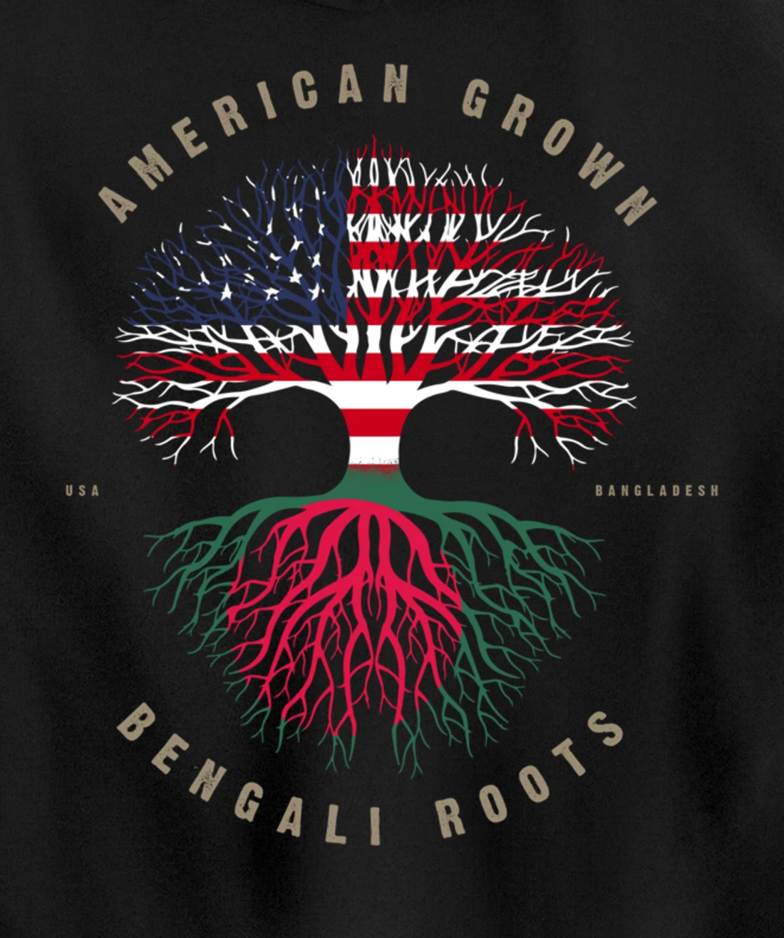 American Grown Bengali Heart Love Bangladesh Flag Pullover Hoodie