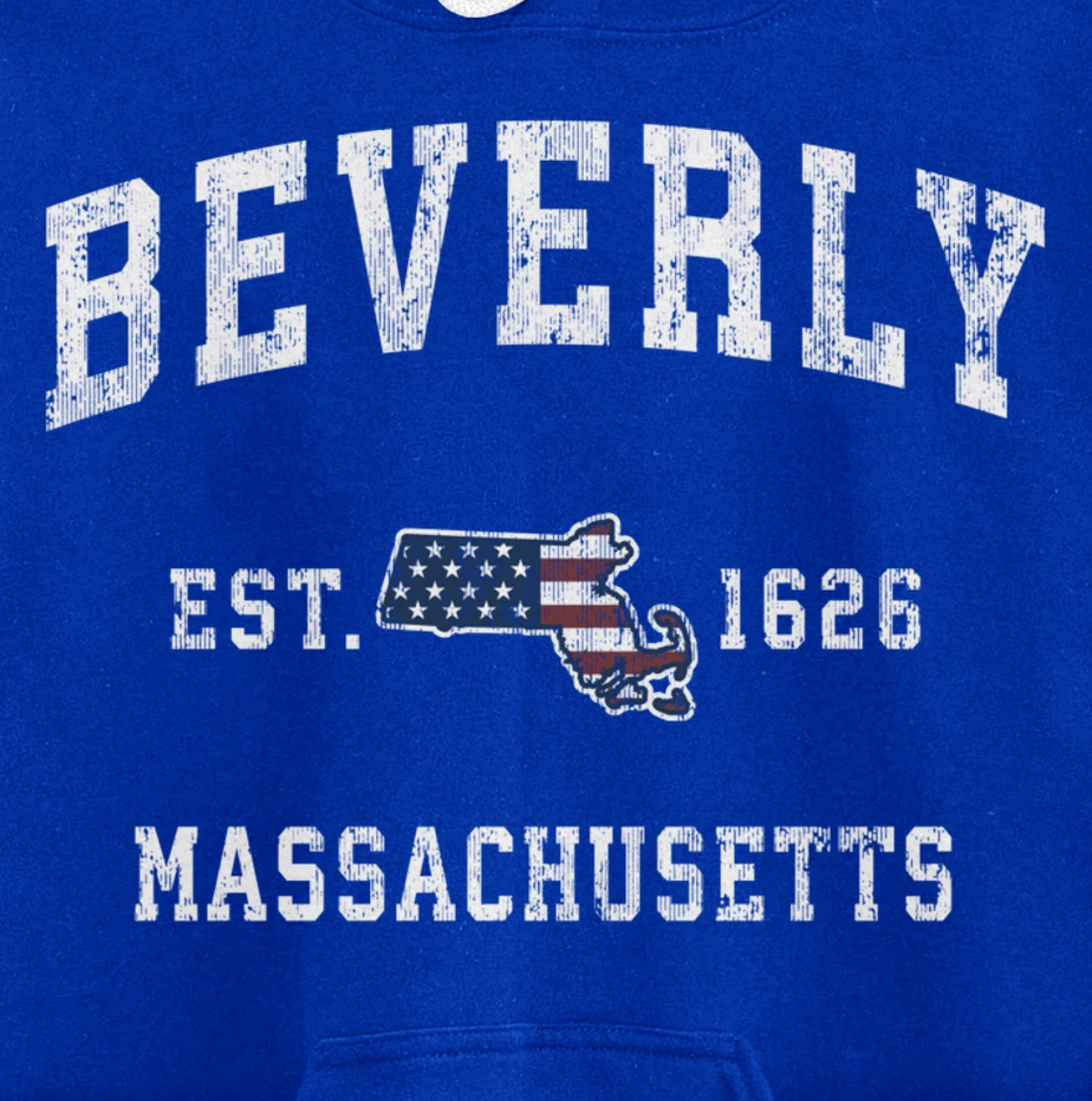 Beverly Massachusetts MA Vintage American Flag Sports Design Pullover Hoodie